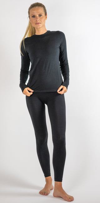 Wool seamless supportive tights Black