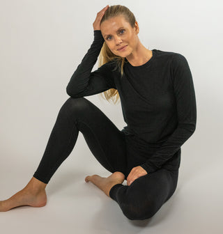 Wool seamless supportive tights Black